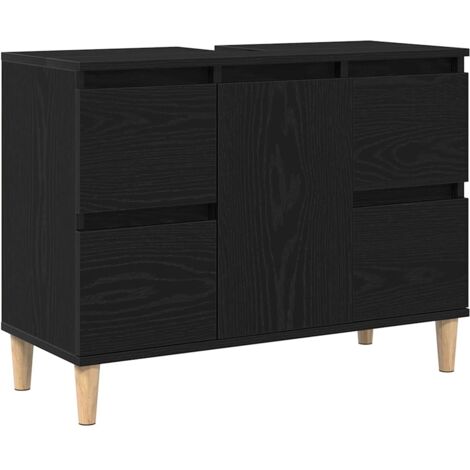 Gabinete de Lavabo para Baño Roble Negro 80 x 33 x 60 cm vidaXL