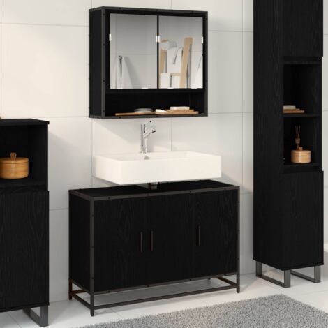 Gabinete de Lavabo para Baño Roble negro 90 x 33 x 60 cm