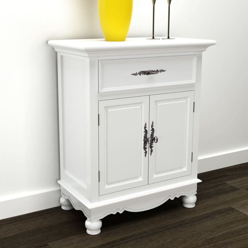

Gabinete de madera con 2 puertas y un cajón blanco - Blanco