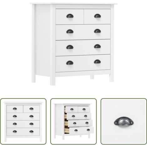 Gabinete de madera -  Mesita de noche Hill madera maciza de pino blanco 79x40x80 cm