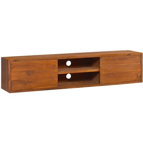 Gabinete de pared de TV 135x30x30 cm de madera de teca masiva