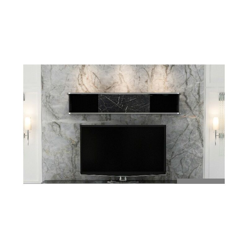 

Gabinete de TV Bien - con Estante - con Puertas, Estantes - por Salotto - Blanco, Plata en Madera, Metal, 180 x 35 x 50 cm