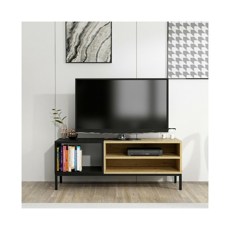 

Gabinete de TV Nila - con estantes - Sala de estar - Roble, Antracita en Aglomerado de melamina, 120 x 35x 45 cm, -