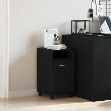 Gabinete lateral con ruedas Roble negro 33 x 38 x 60 cm