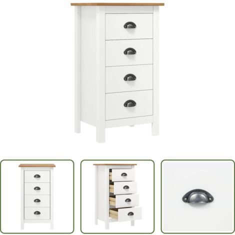 Gabinete -  Mesita de noche Hill madera maciza de pino blanco 46x35x49,5 cm