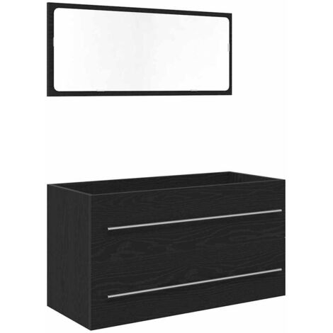 Gabinete para Lavabo con cajón Roble Negro 90 x 45 x 1.5 cm vidaXL