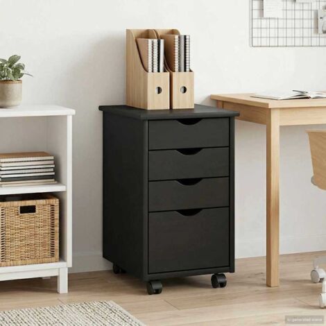 Gabinete rodante con rueda Gris 34 x 39 x 56 cm Pino macizo