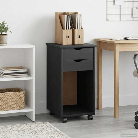 Gabinete rodante con rueda Gris 34 x 39 x 65,5 cm Pino macizo
