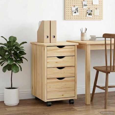Gabinete rodante con rueda Marrón 34 x 39 x 56 cm Pino macizo