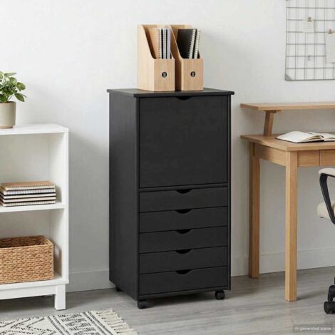 Gabinete rodante Gris 53 x 39 x 103 cm Madera de Pino Macizo