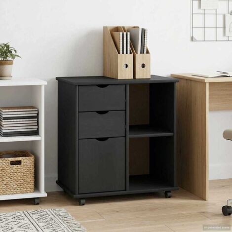 Gabinete rodante Gris 63,5 x 39 x 65,5 cm Madera de Pino Macizo