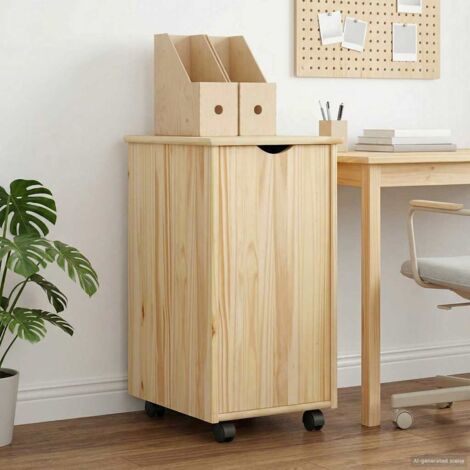 Gabinete rodante Marrón 34 x 39 x 65,5 cm Madera de Pino Macizo