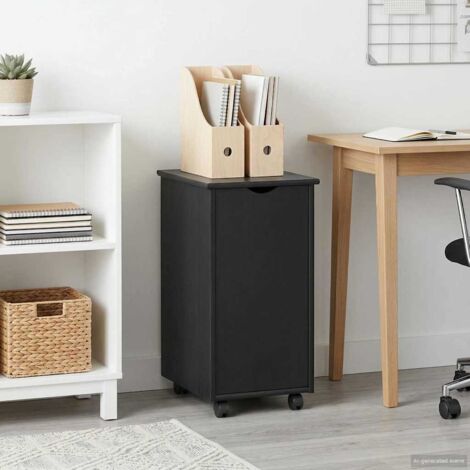 Gabinete rodante Negro 34 x 39 x 65,5 cm Madera de Pino Macizo