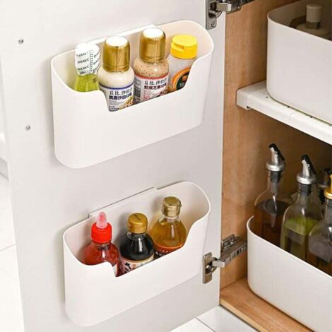 Gabinetes de cocina de 2 piezas, Porte Boîte de Rangement (blanco), Boîte de Rangement Murale adhesivo, Armario/Salle de Bains/Réfrigérateur Boîte D'organization pour Articles Varios