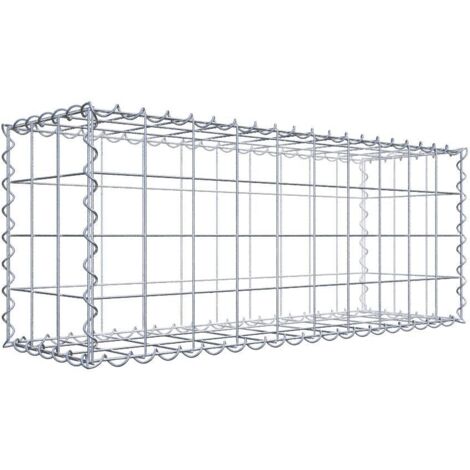 Gabion 100 cm x 40 cm x 30 cm – Mailles 10 x 10 cm – Spirale pour fermeture – Résistance à la corrosion – Pour murs et clôtures – Gabiona