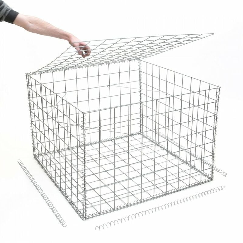 Gabion pour mur en gabion - 100 cm x 100 cm x 70 cm Maille rectangulaire 50 mm x 100 mm (Spirales) 4.5 mm