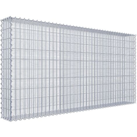 Gabion à mailles très fines 200 cm x 100 cm x 20 cm – Maille 5 x 10 cm pour gravillon – Type de fermeture spirale – Made in Germany – Gabiona