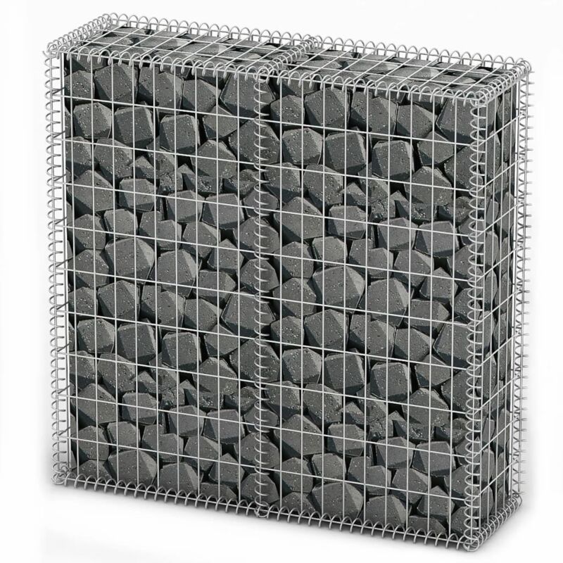 Jn.songs - Gabion à Pierres Panier avec Couvercle décoration Jardin Acier Galvanisé Antirouille -100 x 100 x 30 cm