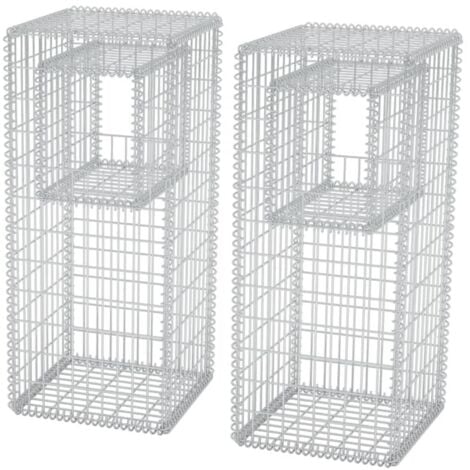 Gabion Basket Posts/Planters 2 pcs Steel 50x50x120 cm