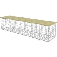Gabion Bench 180 cm Galvanised Steel and FSC Pinewood