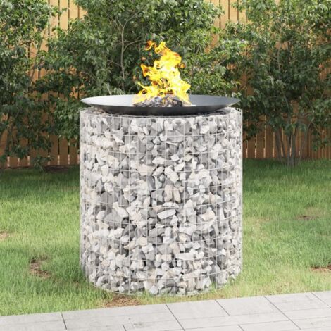 Gabion Fire Pit Ø 100 cm Galvanised Iron vidaXL