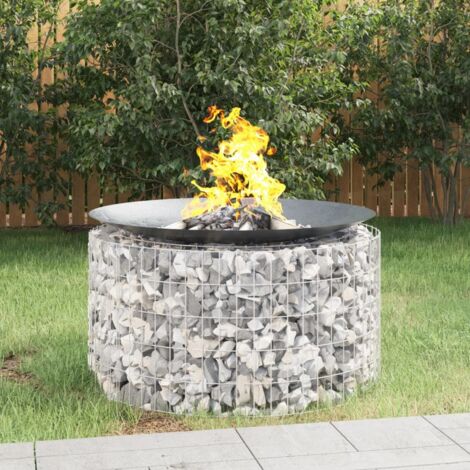 Gabion Fire Pit Ø 100 cm Galvanised Iron vidaXL