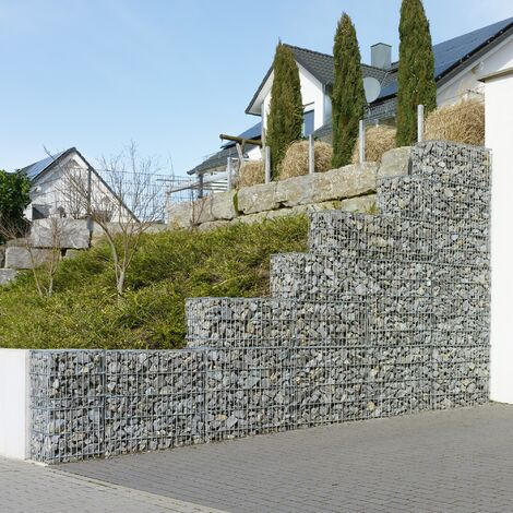 Gabion panier à pierres mur barrière fil d'acier galvanisé 100 x 80 x 30 cm