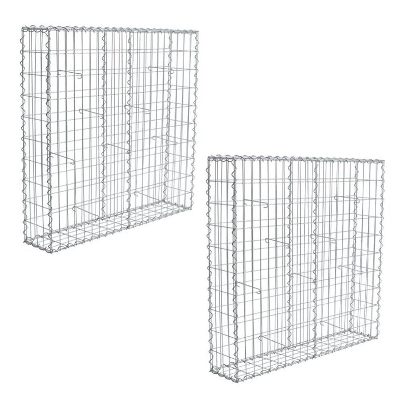 Estexo - 2 Gabions à pierres en métal galvanisé 100 x 100 x 20 cm