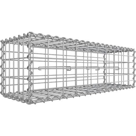 Gabion pour Pierre, 100 x 30 x 30cm, cloture gabion, Cage en Métal, Panier à Pierre, Maille 5 x 10 cm, Galvanisé, Mur, Paterre, Décoration de Jardin, Argent GGB133