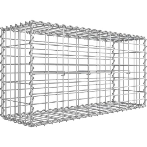 Gabion pour Pierre, 100 x 50 x 30cm, cloture gabion, Argent, Cage en Métal, Panier à Pierre, Décoration de Jardin GGB153 - Gris argenté
