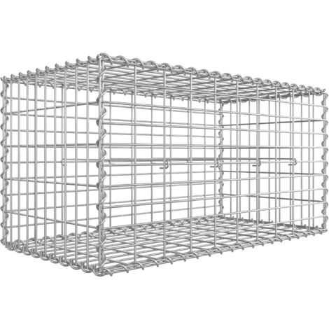 Gabion pour Pierre, 100 x 50 x 50cm, Cage en Métal, Panier à Pierre, Maille 5 x 10 cm, Galvanisé, Mur, Paterre, Décoration de Jardin, Argent GGB155 - Gris argenté
