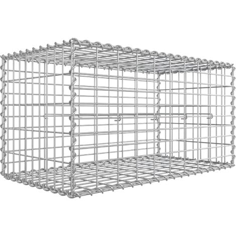 Gabion pour Pierre, 100 x 50 x 50cm, cloture gabion, Cage en Métal, Panier à Pierre, Maille 5 x 10 cm, Galvanisé, Mur, Paterre, Décoration de Jardin, Argent