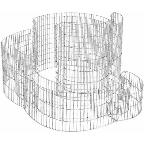 Gabion pour pierre en forme d’escargot panier à pierre métallique maille 2 5 x 10 cm acier galvanisé antirouille 110 x 110 x 60 cm (lxlxh) pour pierre de 10 cm décoration argent - Métal