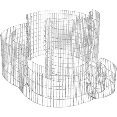 Gabion pour pierre en forme d’escargot, Panier à pierre métallique, maille 2.5 x 10 cm, acier galvanisé antirouille, 110 x 110 x 60 cm (LxlxH), pour pierre de 10 cm, décoration, Argent GGB562 - Argent