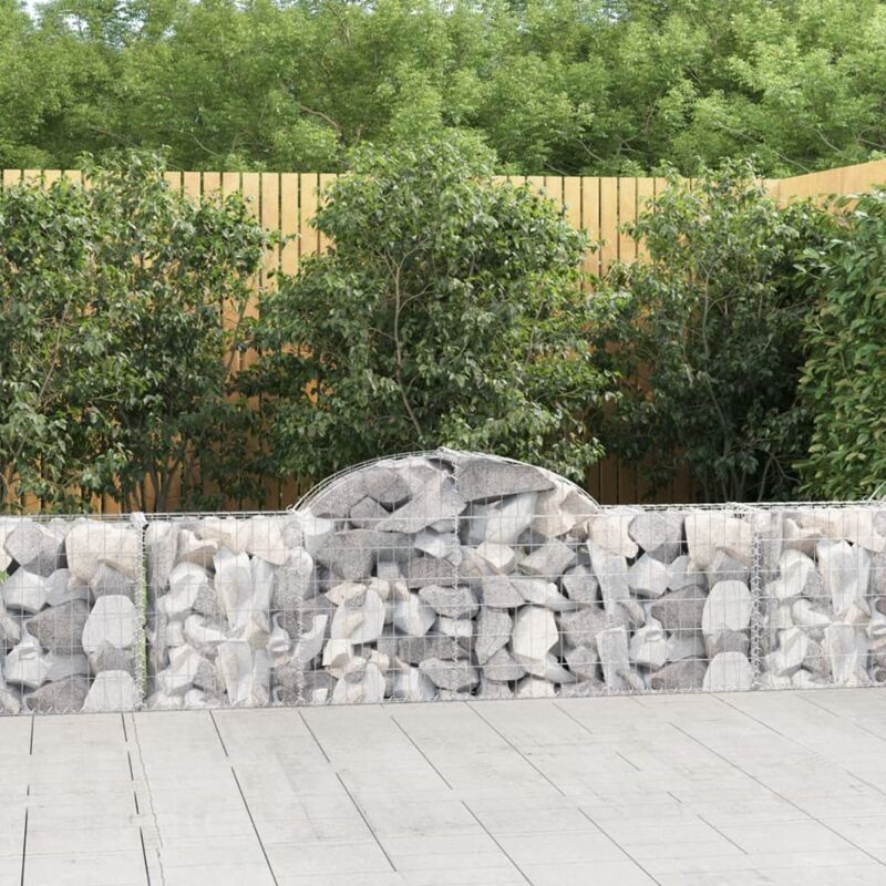 Gabion pour Pierres arqué Panier de gabions - Cage à pierre 200x30x60/80 cm Fer galvanisé BV505734 Bonnevie