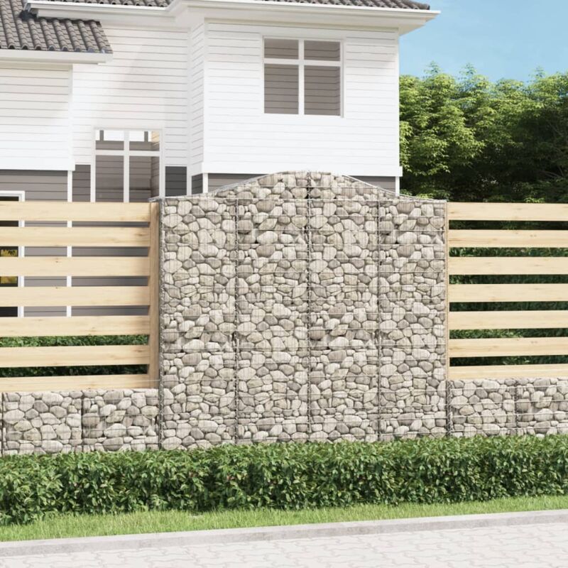 Gabion pour Pierres arqué Panier de gabions - Cage à pierre 200x50x200/220 cm Fer galvanisé BV745752 Bonnevie