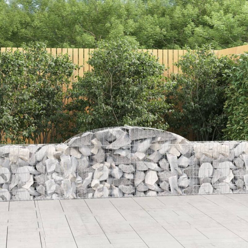 Gabion pour Pierres arqué Panier de gabions - Cage à pierre 300x30x60/80 cm Fer galvanisé BV504808 Bonnevie