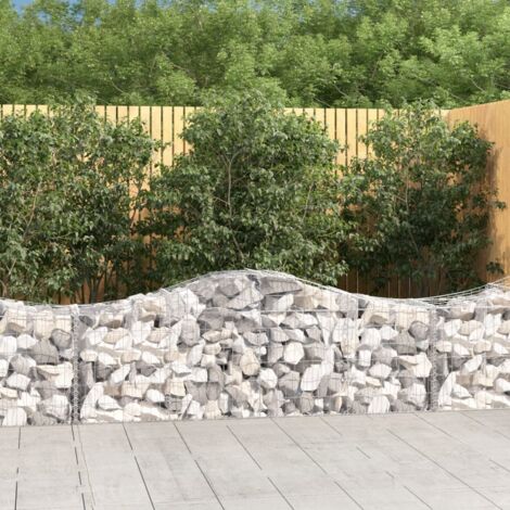 Gabion pour Pierres arqué 15 pcs Panier de gabions - Cage à pierre 200x50x60/80 cm fer galvanisé BV641196 - BonneVie