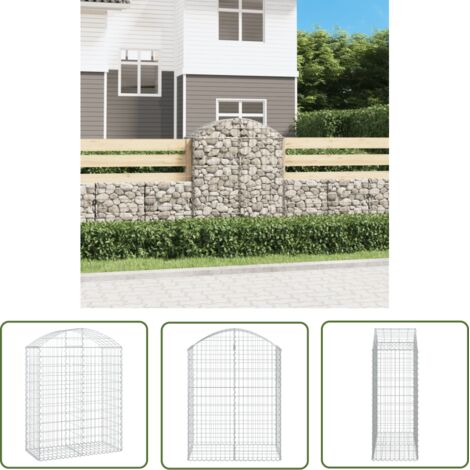 Gabion pour Pierres arqué Panier de gabions - Cage à pierre 100x50x120/140 cm Fer galvanisé BV709566 - BonneVie