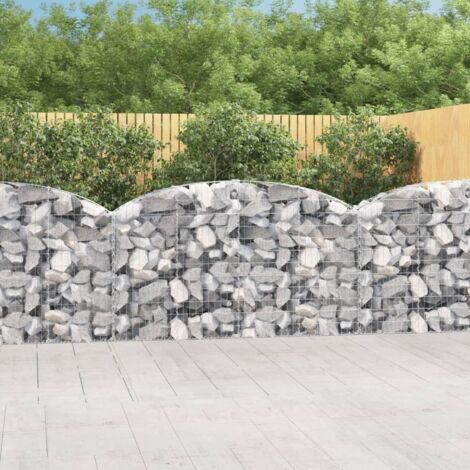 Gabion pour Pierres arqué Panier de gabions - Cage à pierre 200x30x100/120 cm Fer galvanisé BV763231 - BonneVie