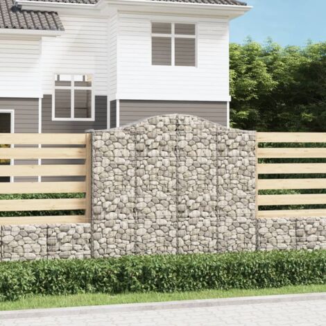 Gabion pour Pierres arqué Panier de gabions - Cage à pierre 200x50x180/200 cm Fer galvanisé BV492841 - BonneVie