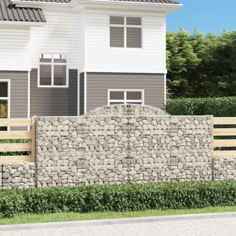 Gabion pour Pierres arqué Panier de gabions - Cage à pierre 300x50x140/160 cm Fer galvanisé BV218595 - BonneVie
