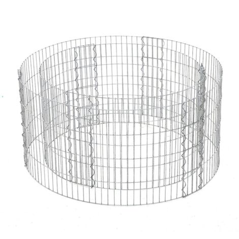 Gabion Rootz Ø 90 cm, Hauteur 40 cm - Clôture en pierre - Décoration de jardin - Acier galvanisé - Fil de 2,5 mm - 90 cm x 40 cm - Argent - 110 cm x 42 cm x 3 cm