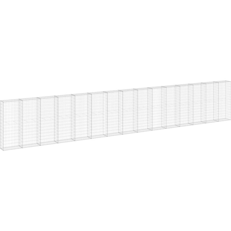 Gabion Wall With Covers Galvanised Steel 900x30x150 Cm Vidaxl
