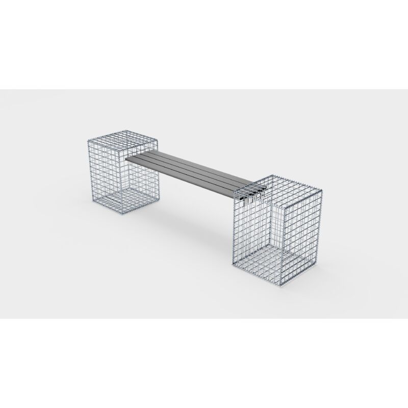 Gabiondeco - Banc de jardin 2 fourches spiralà©es - 205 x 60 x 40 cm (l x h x t) mw 5 x 5 cm. avec revàªtement recyclà© anthracite - Made in Germany