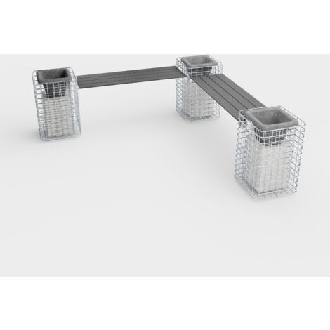 Gabiondeco - Banc de jardin 3 colonnes à fleurs - 200 x 62 x 42 cm (L x H x P) MW 5 x 5 cm galvanisé à chaud . avec revàªtement recyclà© en anthraci...