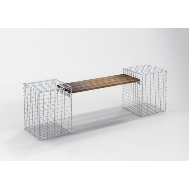 Gabiona - Gabiondeco - Banc de jardin Cumaru 200 cm x 60 cm x 37 cm. maillage 5 x 5 cm. - Made in Germany