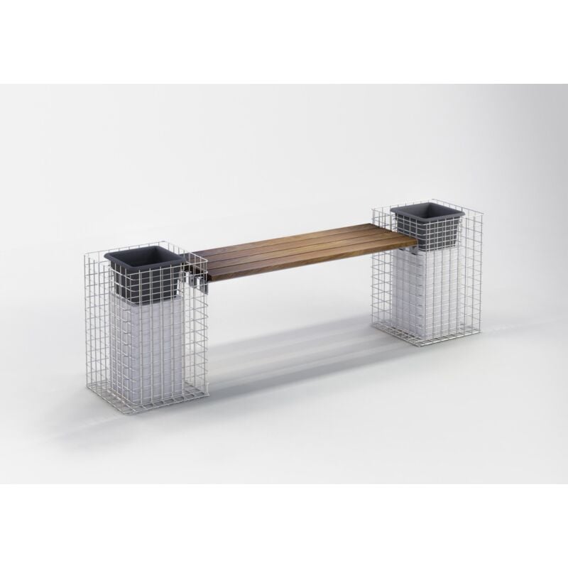 Gabiondeco - Banc de jardin Cumaru 200 cm x 62 cm x 37 cm. maillage 5 x 5 cm. galvanisé à chaud - Made in Germany