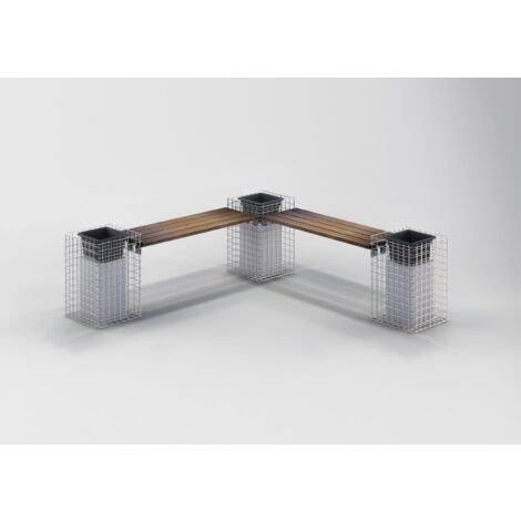 Gabiondeco - Banc de jardin Cumaru 205 cm x 60 cm x 37 cm. maillage 5 x 5 cm. galvanisé à chaud - Made in Germany