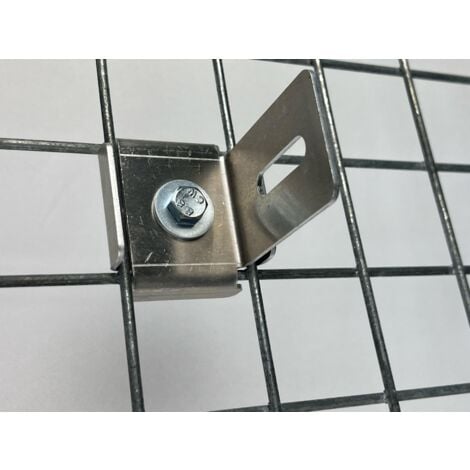 Gabiondeco -Bride de fixation panneau bois sur Gabion mailles  5 x 5 cm. aluminium - Made in Germany